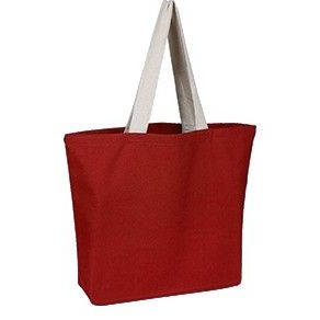 100% Cotton Canvas Colored Beach Bag w/Natural Web Handles