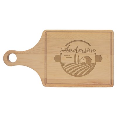 7" x 13.5" Paddle Shaped Maple Wood Cutting Board w/Drip Ring