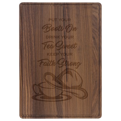 9.75" x 13.75" Walnut Wood Cutting Boards w/Drip Ring