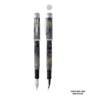 Tornado Acrylic - Silver Lining Fountain Pen - 1.1 Nib