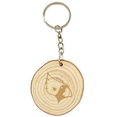 Natural Wood Log Cut Keychain