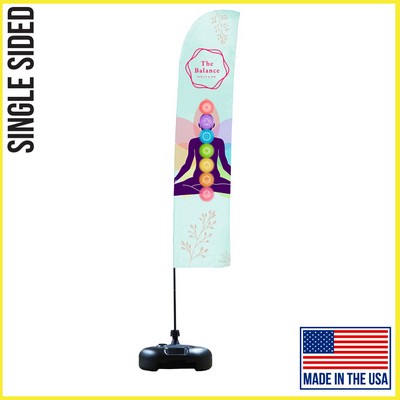 13ft Single Sided Premium Straight Flag with Water Base - Made in the USA