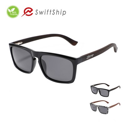 Square Wood Temple Polarized Sunglasses