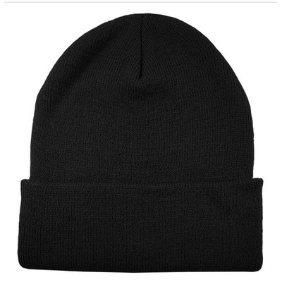 Knit Roll Cuff Beanie (Blank)