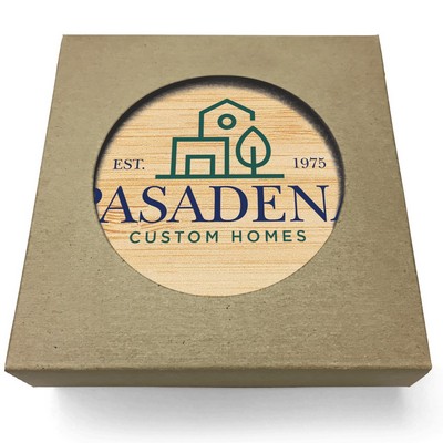 Absorbent Stone Coasters w/Upscale Digital Bkgnds | Round | 4" dia. | Set of 2 | Natural Kraft Box