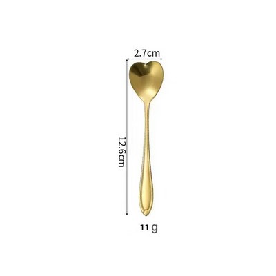 4.96 Inch Gold Heart Shape Stainless Steel Coffee Spoon