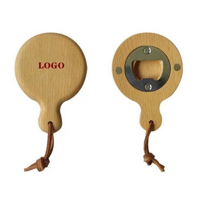 Creative Bamboo Wooden Bottle Opener w/Handle Coaster