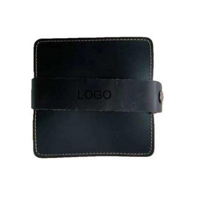 Full Grain Square Shaped Leather Coaster Set-6PCS