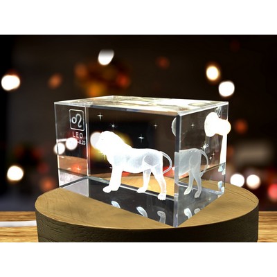 Leo Zodiac Sign 3D Engraved Crystal Keepsake Gift