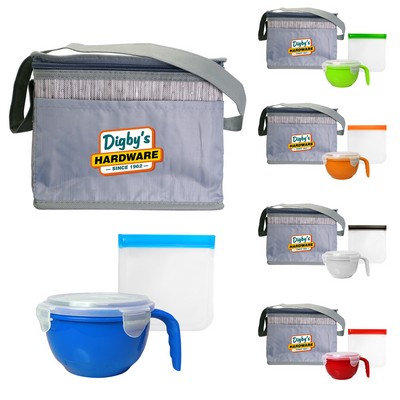 Gray Graph Portion Control Reusable Lunch Set