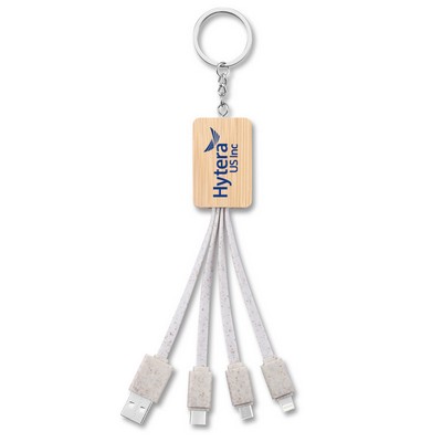 3 in 1 Phone Charger Cable Wheat Straw Bamboo Charging