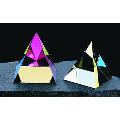 Optical Crystal Pyramid Award w/Rainbow Coating (3"x2¾")