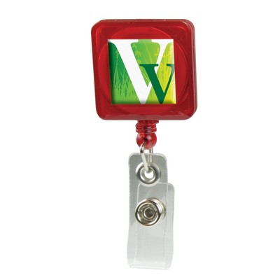 Domed Retractable Badge Holder (Square w/ Slip on Clip)