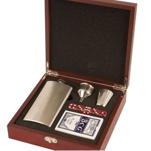 Rosewood Finish Flask Set