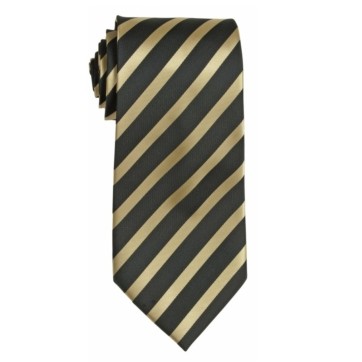 Stock Black/ Gold Striped Polyester Tie