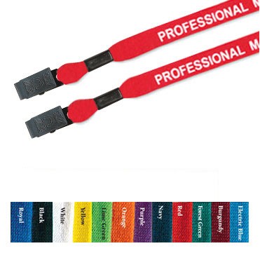 1/2" Cotton Lanyard w/ Double Bulldog Clip (Blank)