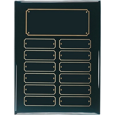 9" x 12" Black Piano Finish Perpetual Plaque with 12 Plates