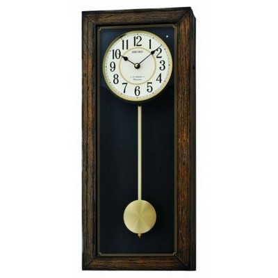 Seiko Wooden Musical Wall Clock w/ Gold Tone Pendulum