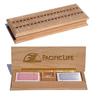 Cabinet Cribbage Set-Solid Oak Wood w/ Inlay Sprint