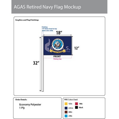 Navy Retired Antenna Flags 12x18 inch