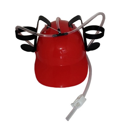 Red Plastic Straw Drinking Hat/Cup Holder Hat