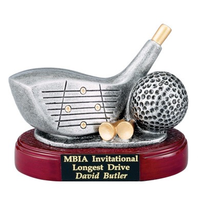 4" Resin Golf Club Driver & Golf Ball Trophy