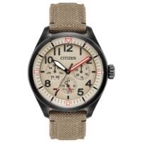 Citizen® Men's Eco Watch w/Tan Cordura® Strap & Sand Beige Dial