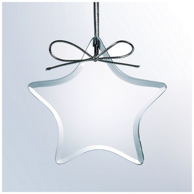 Starfire Glass Beveled Ornament, Star, 4"x4"