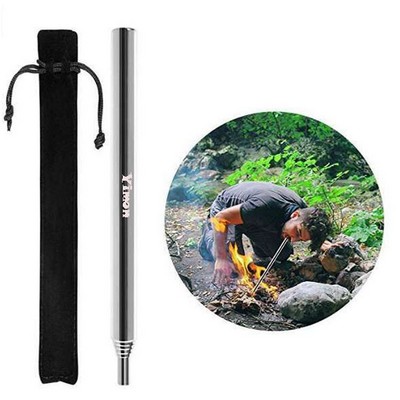 Pocket bellow, Stainless steel Collapsible Fire Blower Pipe with matched pouch