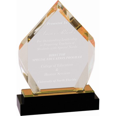 7" Gold Fusion Diamond Impress Acrylic Award with Black Glass Base