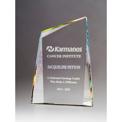 Pinnacle Series Freestanding Crystal Award with Prism-Effect Coating (5" x 7")