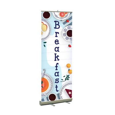 Breakfast Pre Printed Premium Retractable Banner 33" x 80" - Light Blue