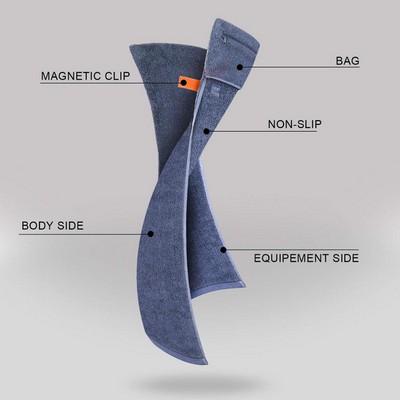 New Sports-Fitness Towel With Zipper Pocket & Magnetic Clip