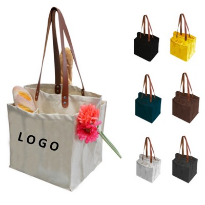 Multi-Pockets Canvas Shopping Tote