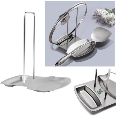 Spoon Rest and Pot Lid Holder Stainless Steel Pan Pot Cover Lid Rack Shelf Stand Holder Spoon Holder