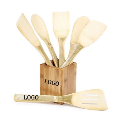 7 Pieces Kitchen Utensil Bamboo Spatula Set