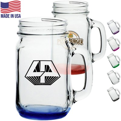 16 Oz.Made in USA Mason Drinking Jars w/Handles