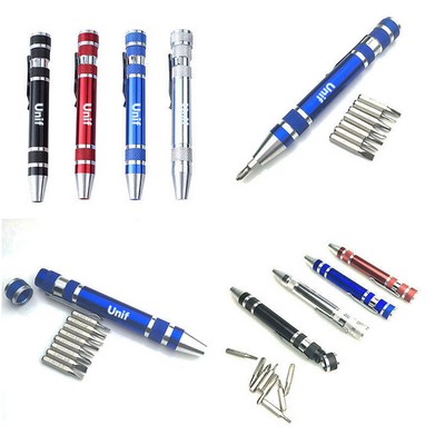 8 In 1 Mini Aluminum Screwdriver Set