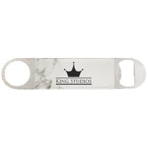 White Marble Laserable Leatherette Bottle Opener