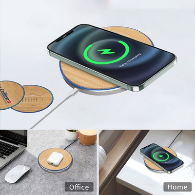 15W QI Certified Bamboo Charging Pad