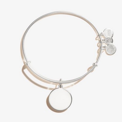 Alex and Ani® Shiny Silver Engravable Circle Charm Bangle Bracelet