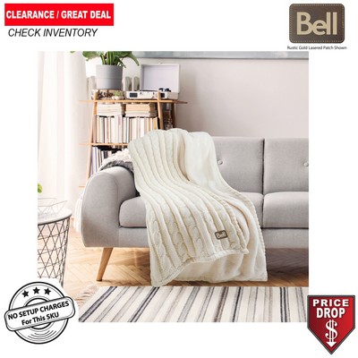 Premium Cable Knit Cotton Throw, 50x60, with Lasered logo patch, NO SETUP CHARGE