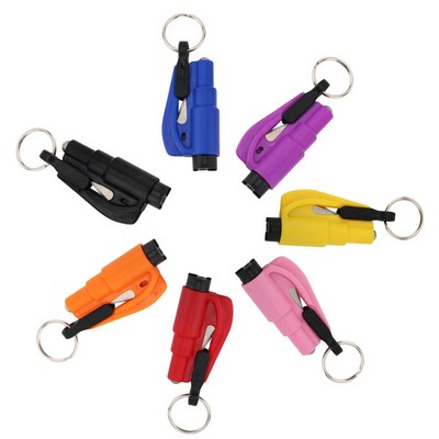 Multi-Function Keychain With Seat Belt Cutter And Break Window Glass Hammer