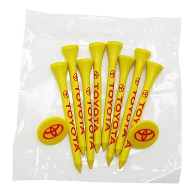 Golf Tee Poly Packet with 8 Tees & 2 Ball Markers