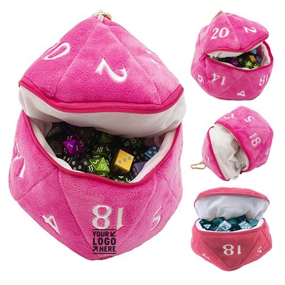 20 Sided Plush Dice Pouch Bag for Dungeons and Dragons