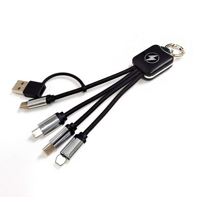 5 In 1 Light Up Braided Cable With Keychain