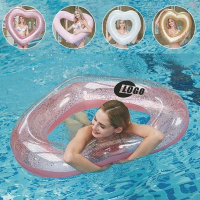 Heart Shaped Glitter Sequin Inflatable Pool Float