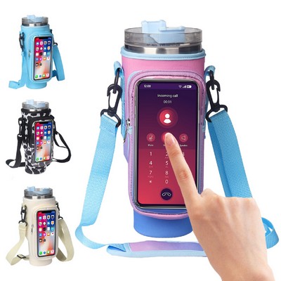 40 Oz. Neoprene Tumbler Sleeve with Touchscreen Phone Bag