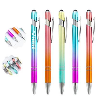 1.0 Mm Gradient Finished Metal Ballpoint Pen w/Stylus