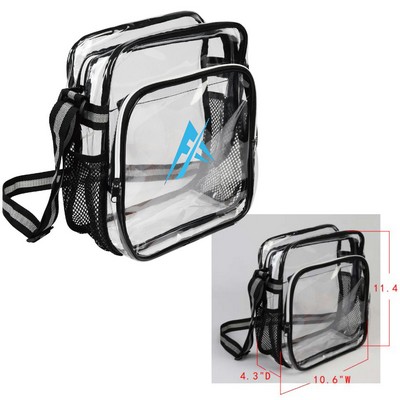 Zippered clear backpack with front zippered pocket (11.4"H x 10.6"W x 4.3"D)